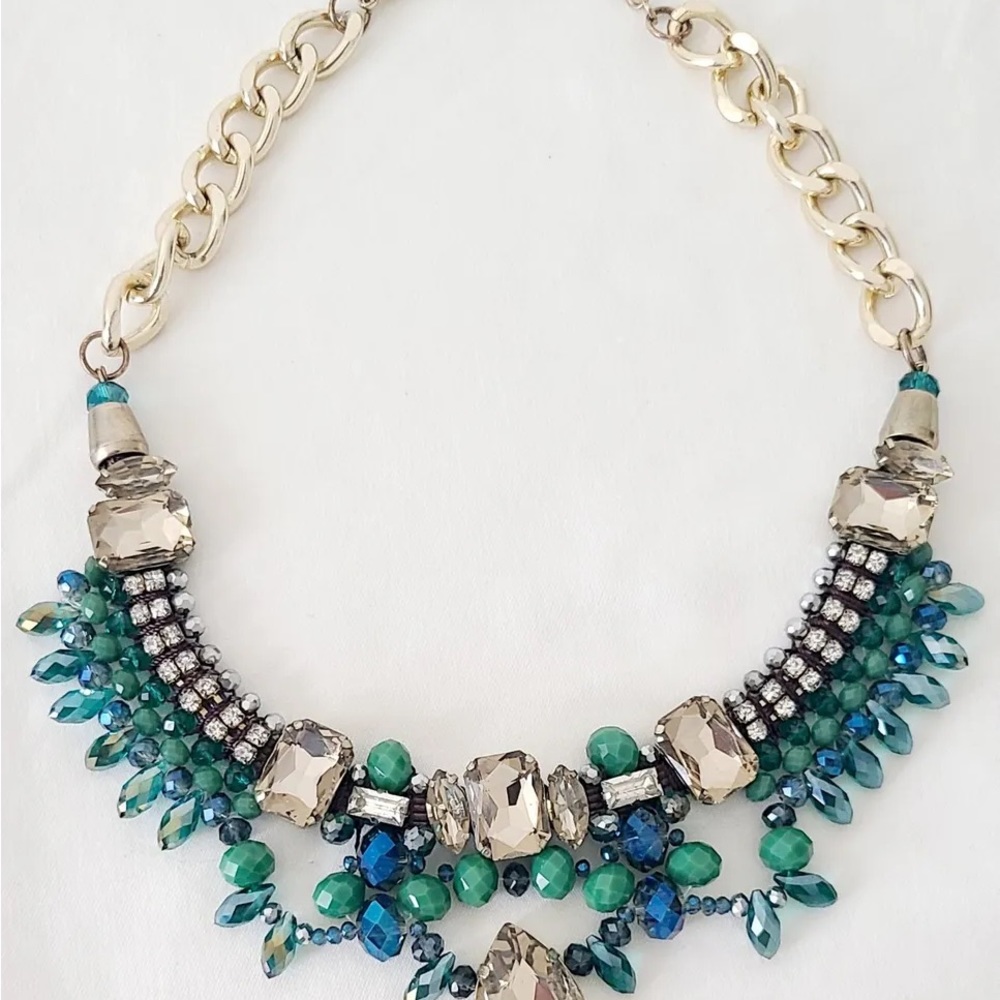 Jeweled Bib Statement Necklace